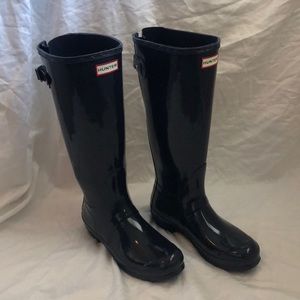 Hunter rain boots with adjustable calf